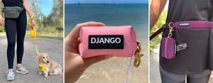 DJANGO Dog Waste Bag Holders - Stylish, oversized, and chic poop bag holders with swivel snap hook for dog leash attachment - djangobrand.com