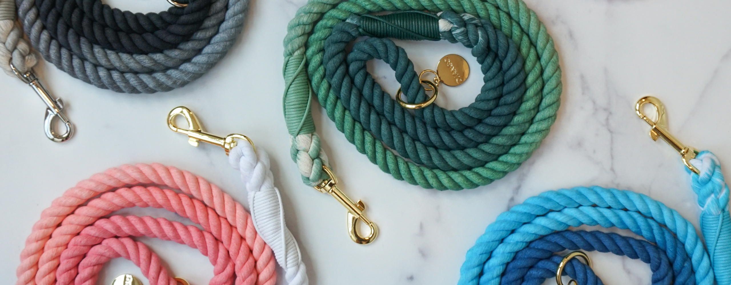 DJANGO cotton rope dog leashes in solid and ombré colors
