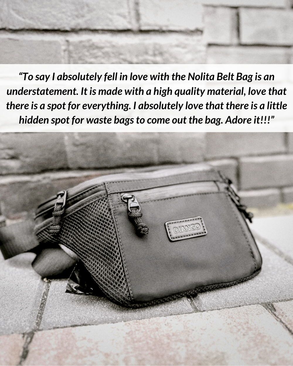 DJANGO Nolita Belt Bag in Black - Modern, sleek, ultra-functional, and dog-friendly nylon fanny pack for everyday outings and adventures - djangobrand.com