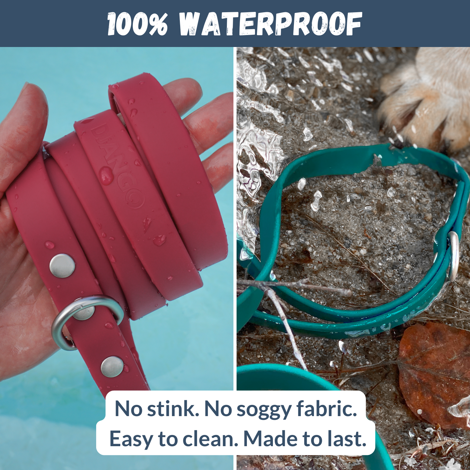 Tahoe Waterproof Dog Leash - Firelight Red