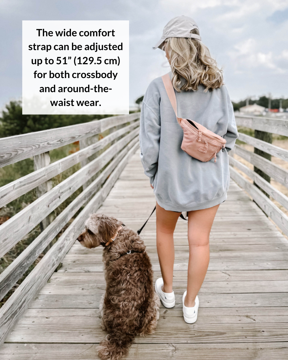 DJANGO Nolita Belt Bag in Sand Pink - Modern, sleek, ultra-functional, and dog-friendly nylon fanny pack for everyday outings and adventures - djangobrand.com