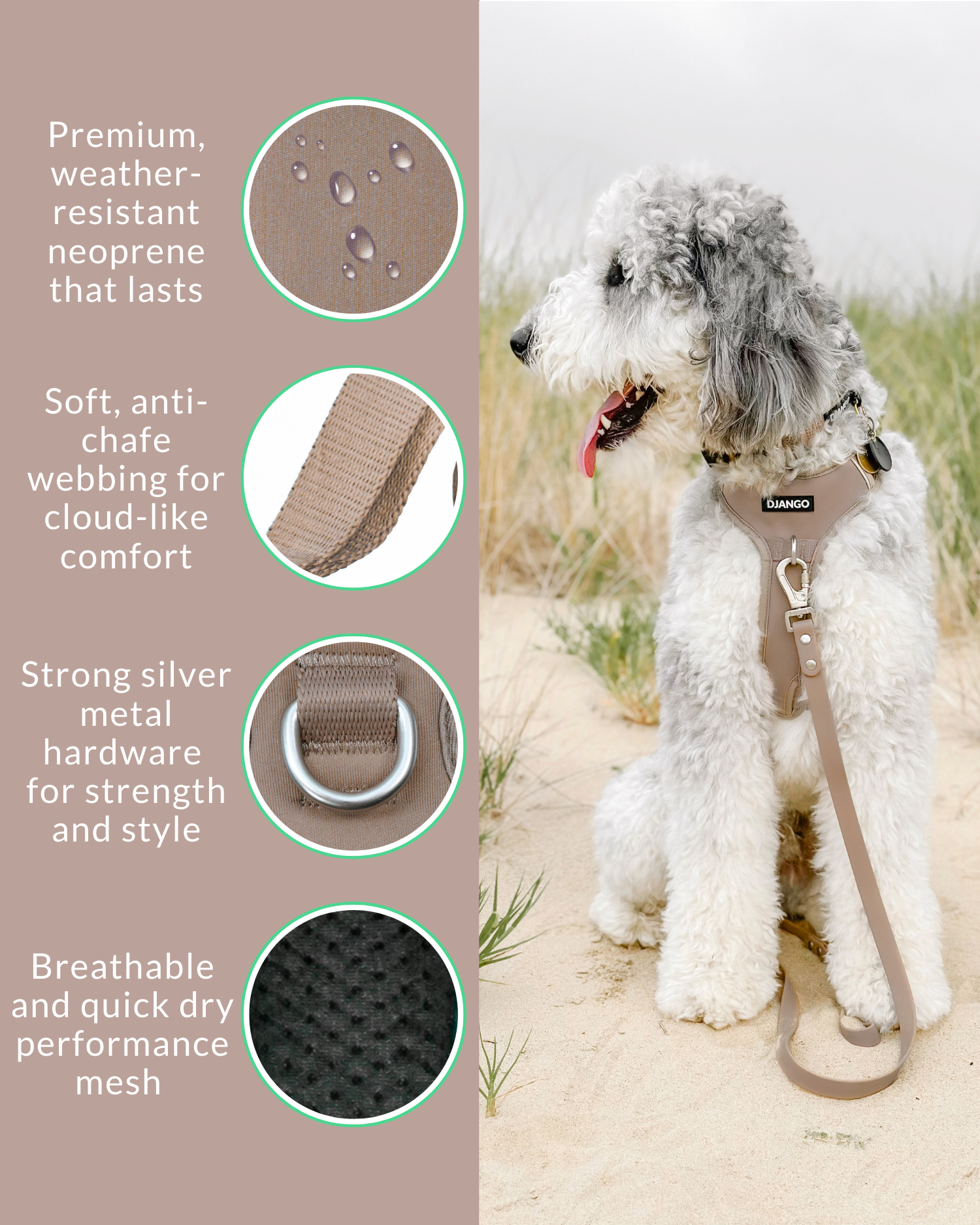 Lightweight and durable no pull dog harness – Perfect for hiking, running, and outdoor adventures with a snug and secure fit