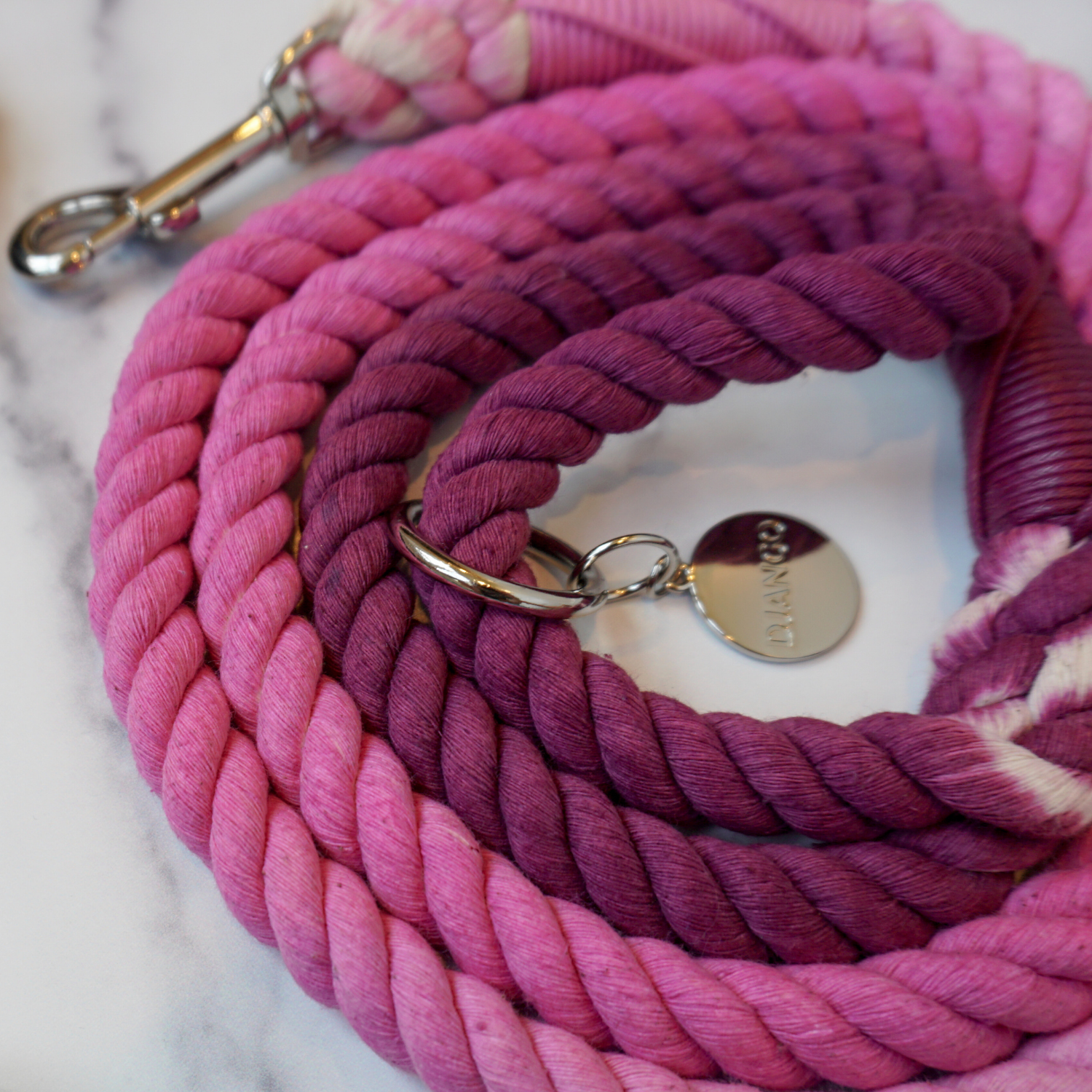 Crafted with premium cotton, this ombre dog leash is both stylish and strong, offering a secure and comfortable grip.