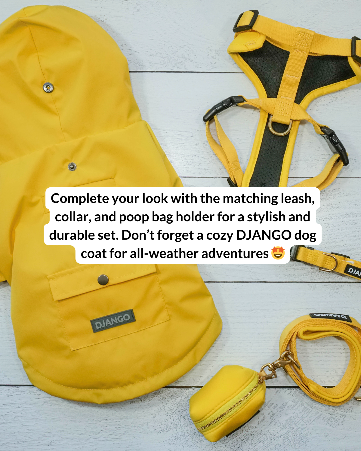 This bright yellow neoprene dog harness combines durability, adjustability, and comfort, making it ideal for active and city dogs alike