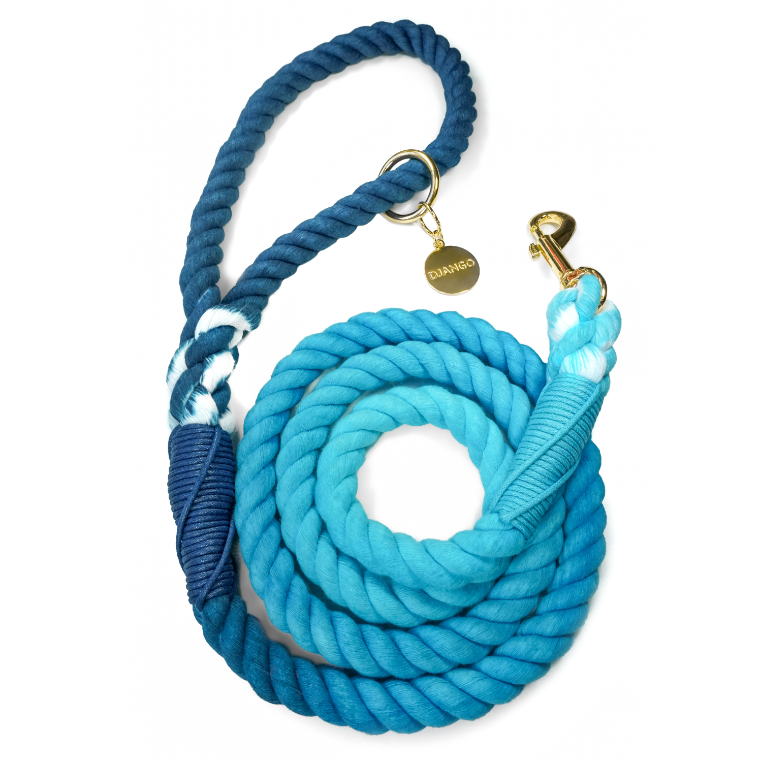 Pacific Blue Ombre Cotton Rope Dog Leash - vibrant and durable rope leashes for dogs small and large