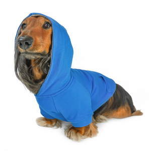 DJANGO Dog Hoodie in Alpine Blue - DJANGO dog hoodies are soft, stretchy, warm, and designed for max comfort. Features include an oversized and stretchy dog hoodie, an elastic waist band and hem shaped to avoid doggy messes, and an adorable back pocket. Pair this adorable blue dog sweater with your favorite DJANGO dog coat during the coldest autumn and winter months - djangobrand.com