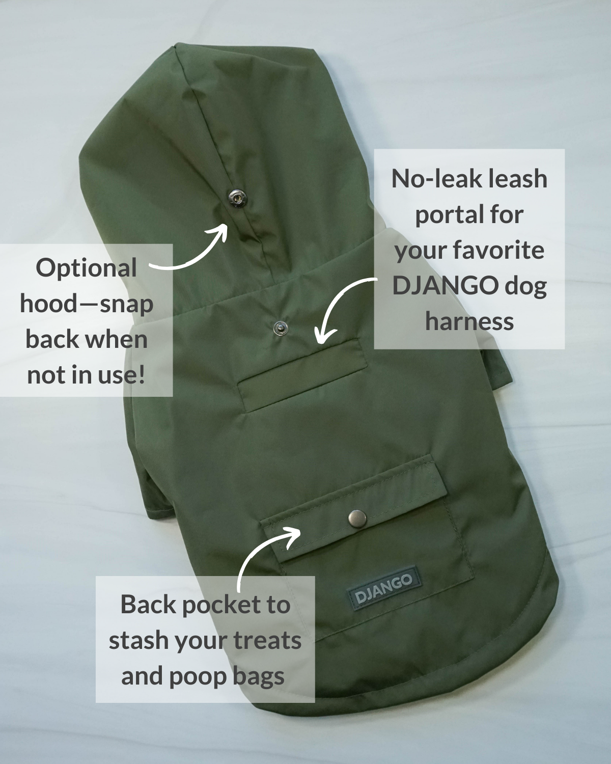 This DJANGO dog jacket can be used as an all-season raincoat and an autumn and winter jacket for dogs