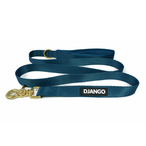 DJANGO Adventure Dog Leash in Indigo Blue – Strong, Comfortable, and Stylish Dog Leash with Solid Brass Hardware and Padded Handle - Designed for Outdoor Adventures and Everyday Use