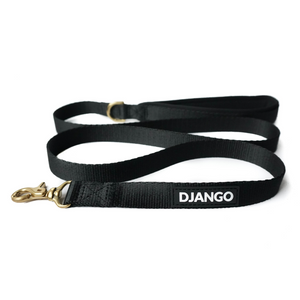 DJANGO Adventure Dog Leash in Black – Strong, Comfortable, and Stylish Dog Leash with Solid Brass Hardware and Padded Handle - Designed for Outdoor Adventures and Everyday Use
