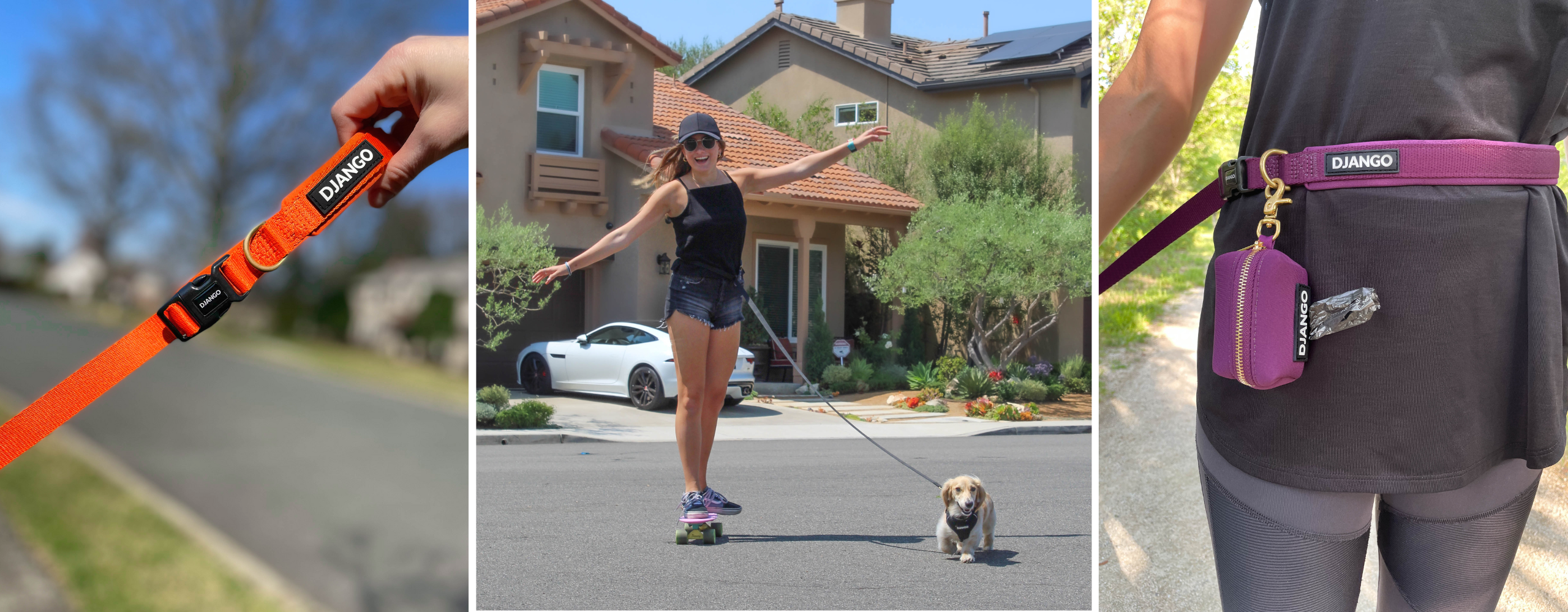 DJANGO Adjustable Hands-Free Adventure Dog Leashes - djangobrand.com