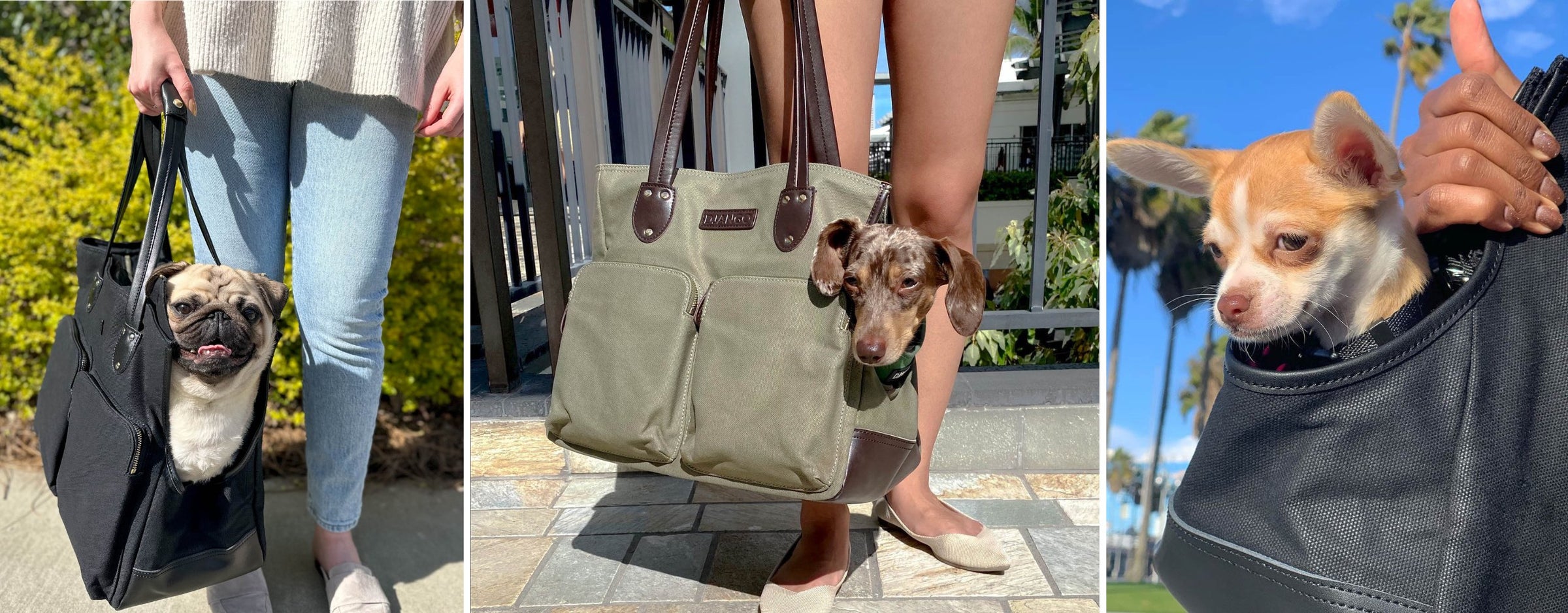 DJANGO Dog Carrier Bag Waxed Canvas & Leather Pet Travel Tote