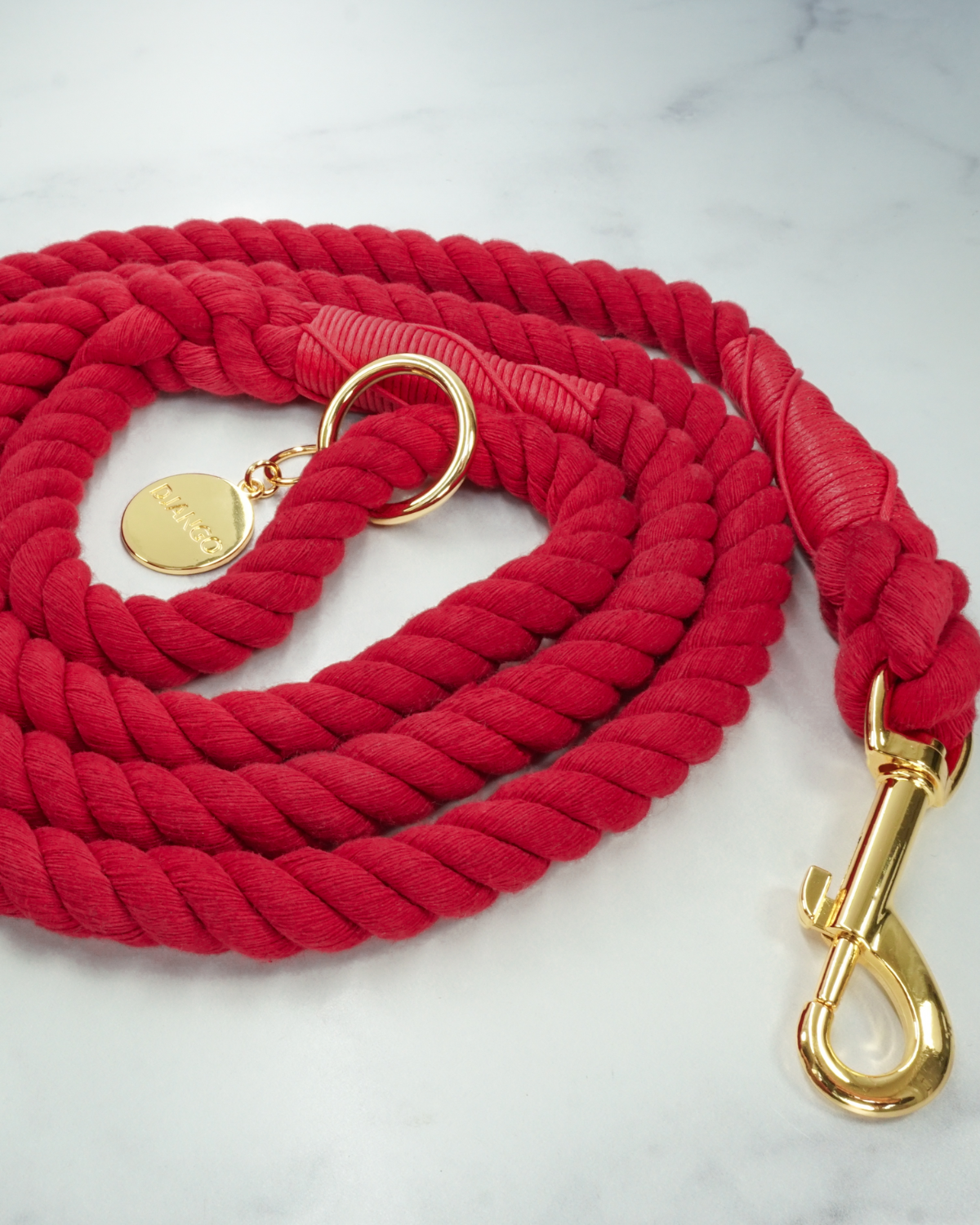 Cotton Rope Dog Leash - Crimson Red