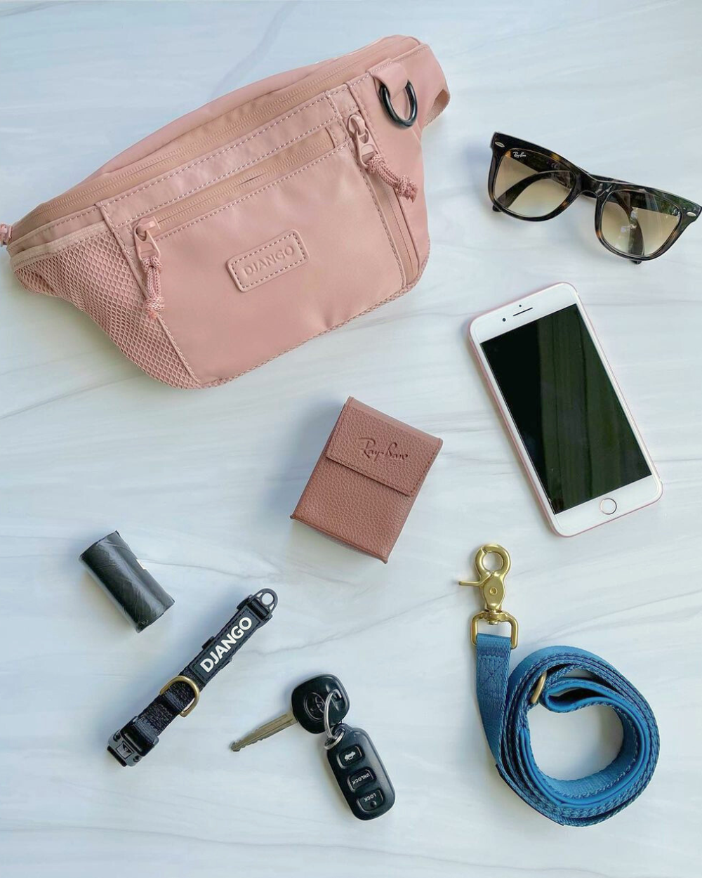 DJANGO Nolita Belt Bag in Sand Pink - Modern, sleek, ultra-functional, and dog-friendly nylon fanny pack for everyday outings and adventures - djangobrand.com