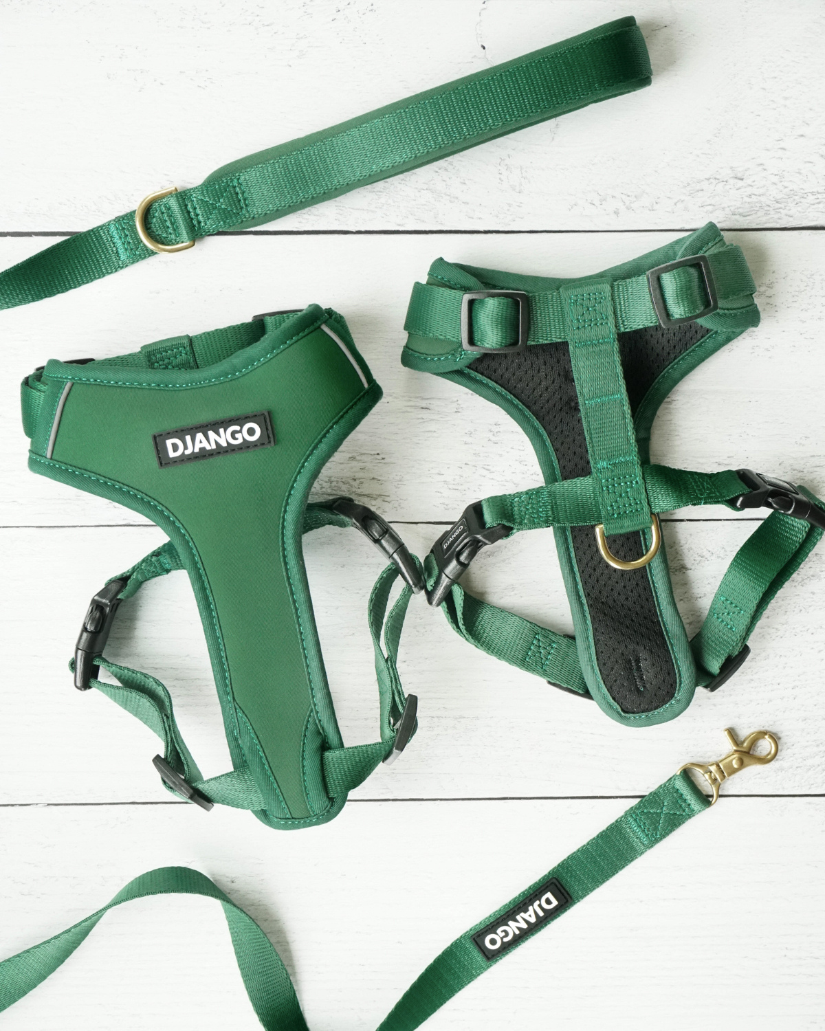 Whether hiking, running, or just strolling around town, this forest green harness is built to handle all of your dog’s outdoor adventures with comfort and durability.