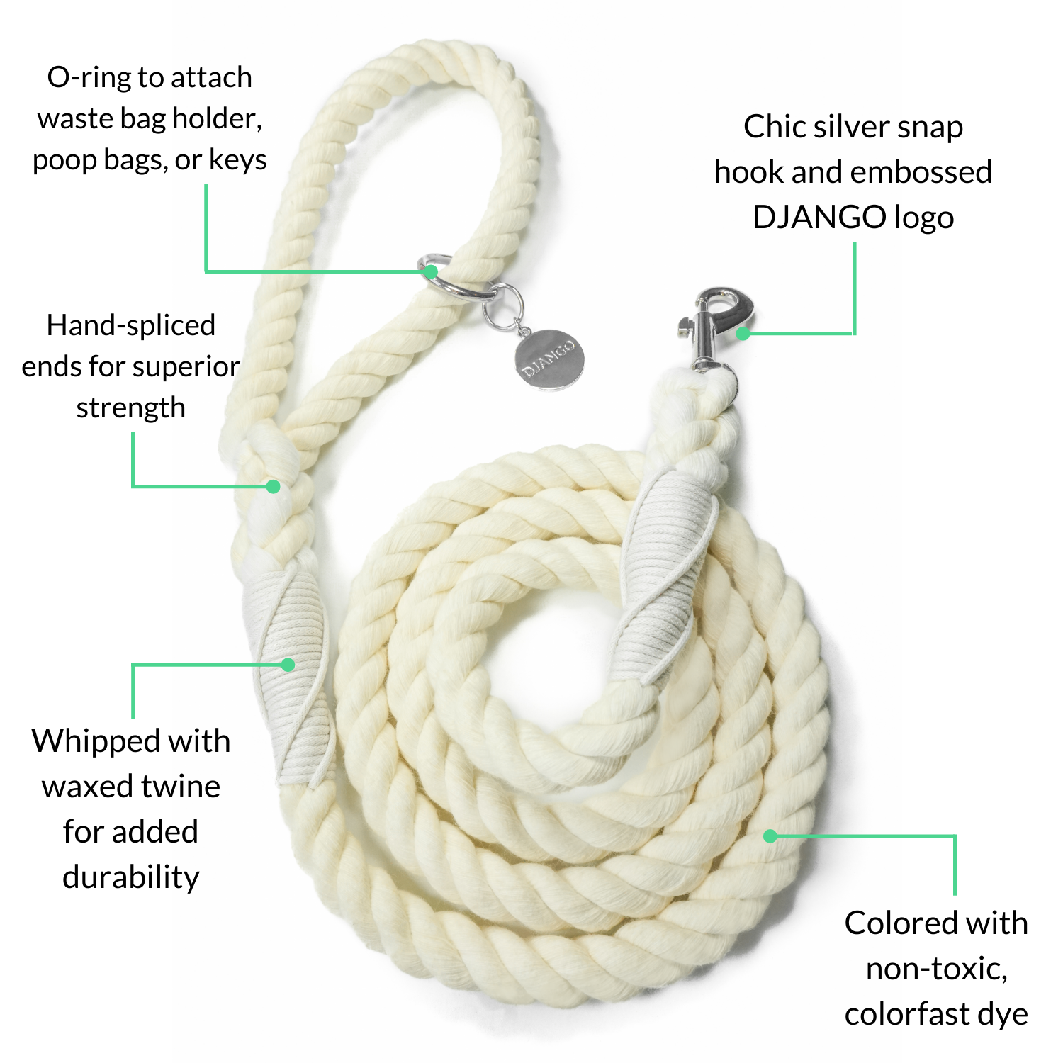 Rope leashes designed to provide control and comfort for all dog sizes