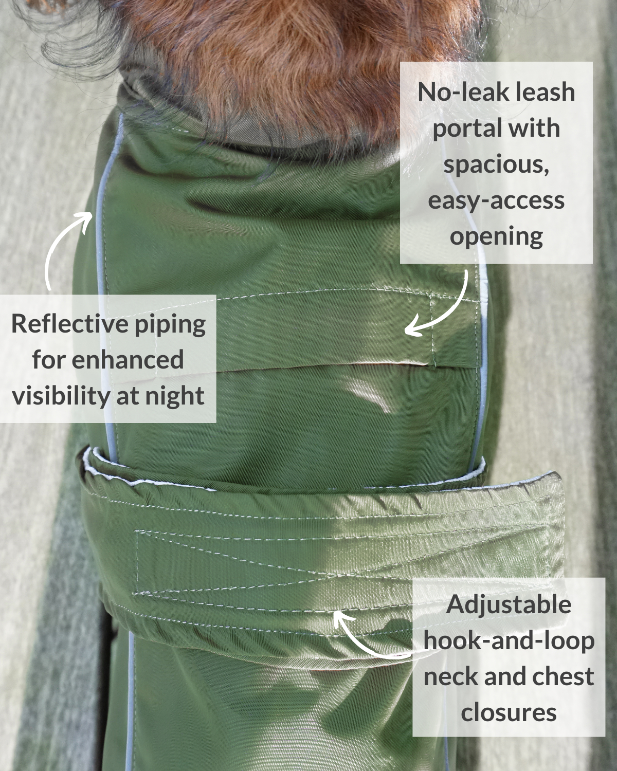 The DJANGO City Slicker in Kombu Green is a premium waterproof dog raincoat designed to keep your dachshund or corgi dry in any weather. Its lightweight and breathable fabric ensures comfort, while the durable, waterproof material offers top-tier protection from rain. Ideal for daily walks or wet-weather adventures.