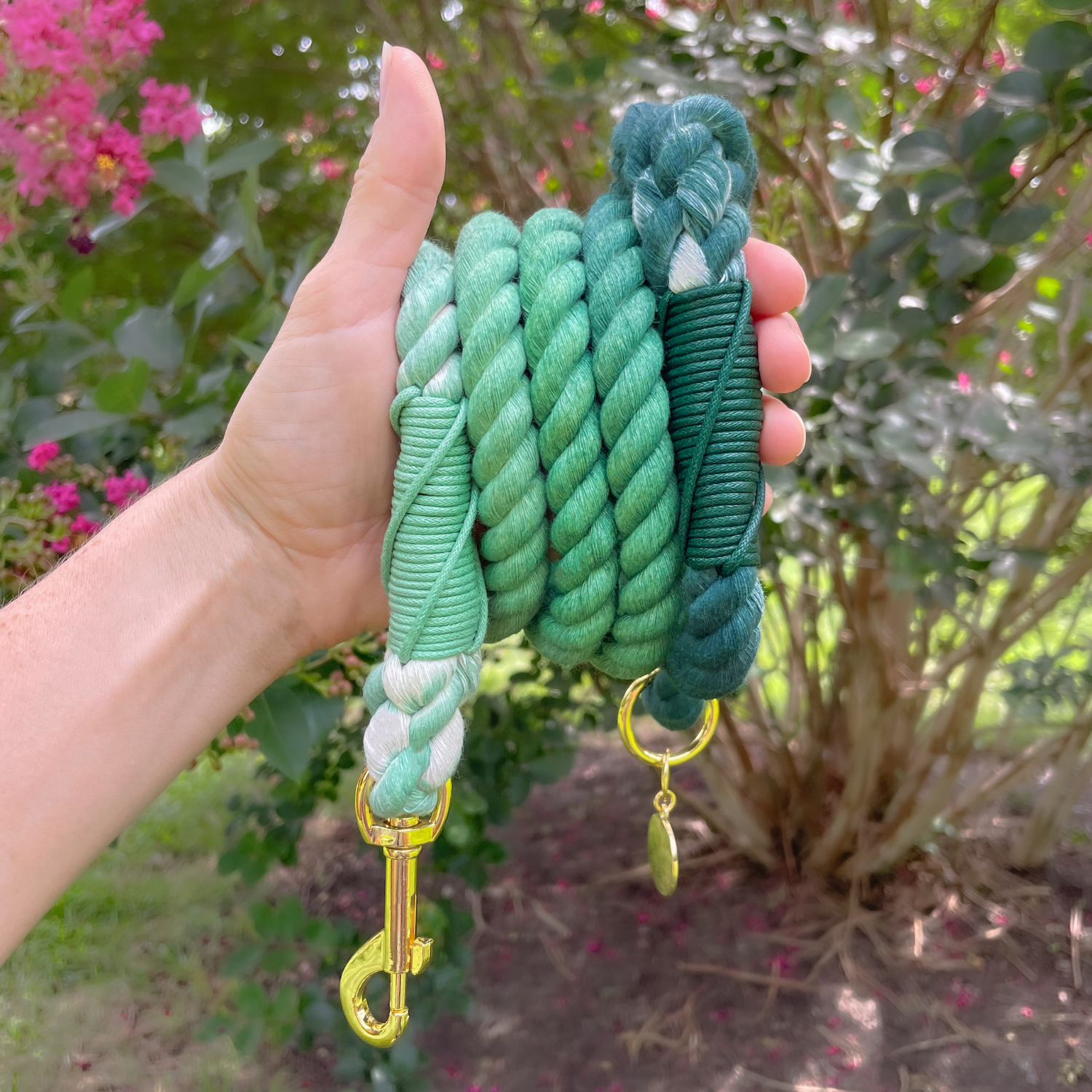 Rope leashe made from soft, durable cotton rope with expert craftsmanship