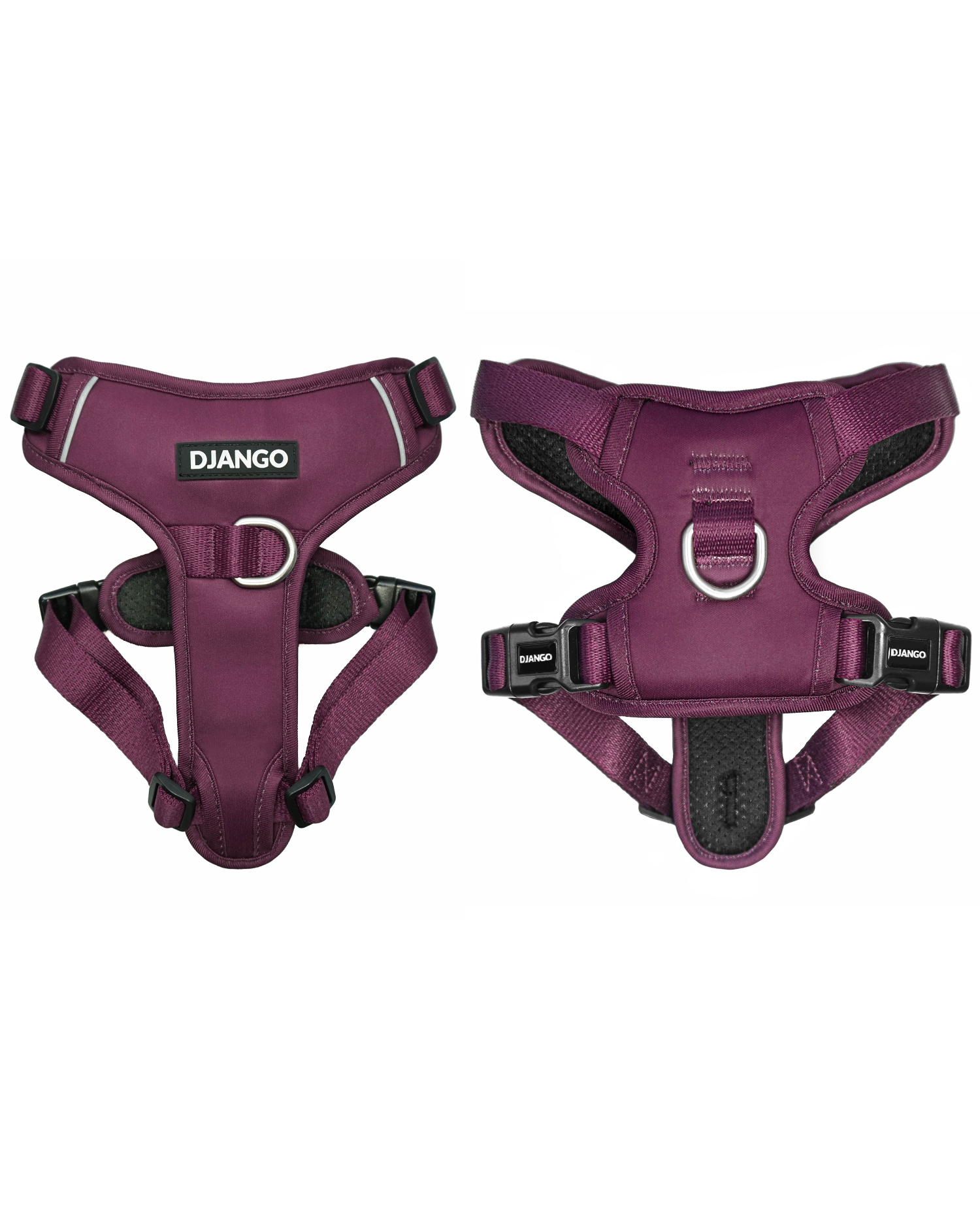 Django Tahoe No Pull Dog Harness in Raspberry Purple – A secure, adjustable, and padded harness designed for comfort, control, and training