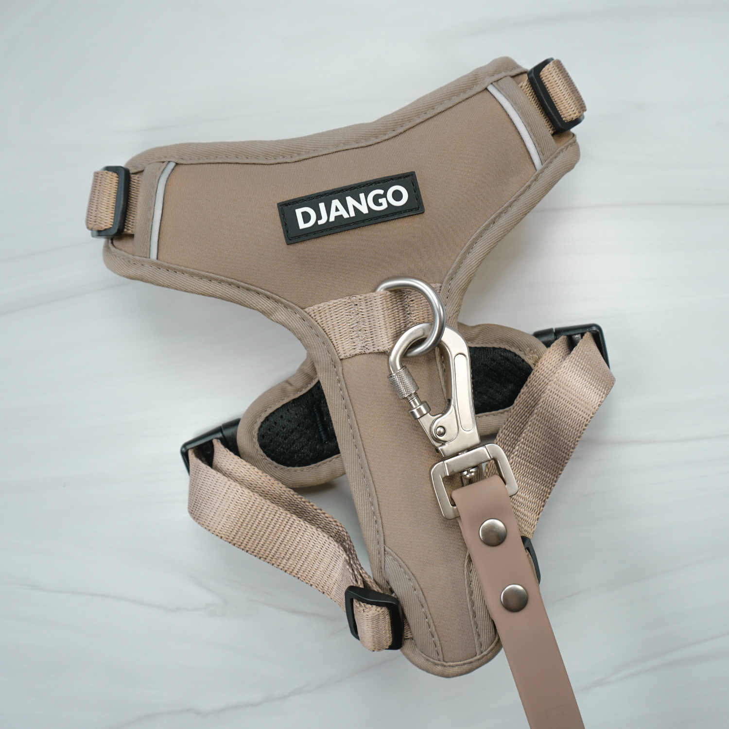 DJANGO Tahoe No Pull Dog Harness and matching Tahoe Waterproof Dog Leash set in Sandy Beige - djangobrand.com