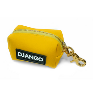 DJANGO Dog Waste Bag Holder - Chic and stylish dog poop bag holder - Dandelion Yellow neoprene with solid brass hardware - djangobrand.com