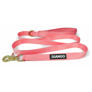 DJANGO Adventure Dog Leash in Quartz Pink – Strong, Comfortable, and Stylish Dog Leash with Solid Brass Hardware and Padded Handle - Designed for Outdoor Adventures and Everyday Use