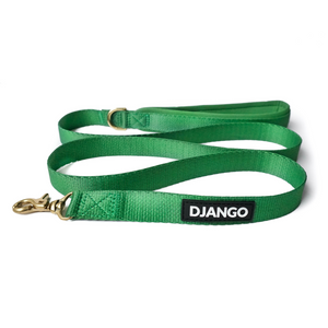 DJANGO Adventure Dog Leash in Forest Green – Strong, Comfortable, and Stylish Dog Leash with Solid Brass Hardware and Padded Handle - Designed for Outdoor Adventures and Everyday Use - djangobrand.com