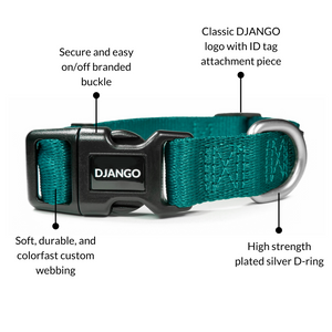 DJANGO Tahoe Dog Collar in Dark Teal Green - Comfortable, durable, and adventure-ready dog collar - djangobrand.com