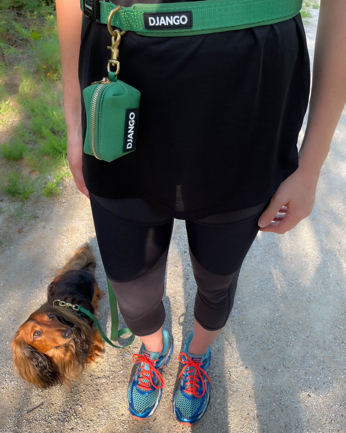 DJANGO Dog Waste Bag Holder in Forest Green - Chic and classy poop bag holder for dogs - Neoprene with beautiful solid brass hardware - djangobrand.com