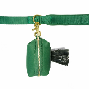 DJANGO Dog Waste Bag Holder - Stylish and classy poop bag holder for dogs - Forest Green neoprene with solid brass hardware - djangobrand.com