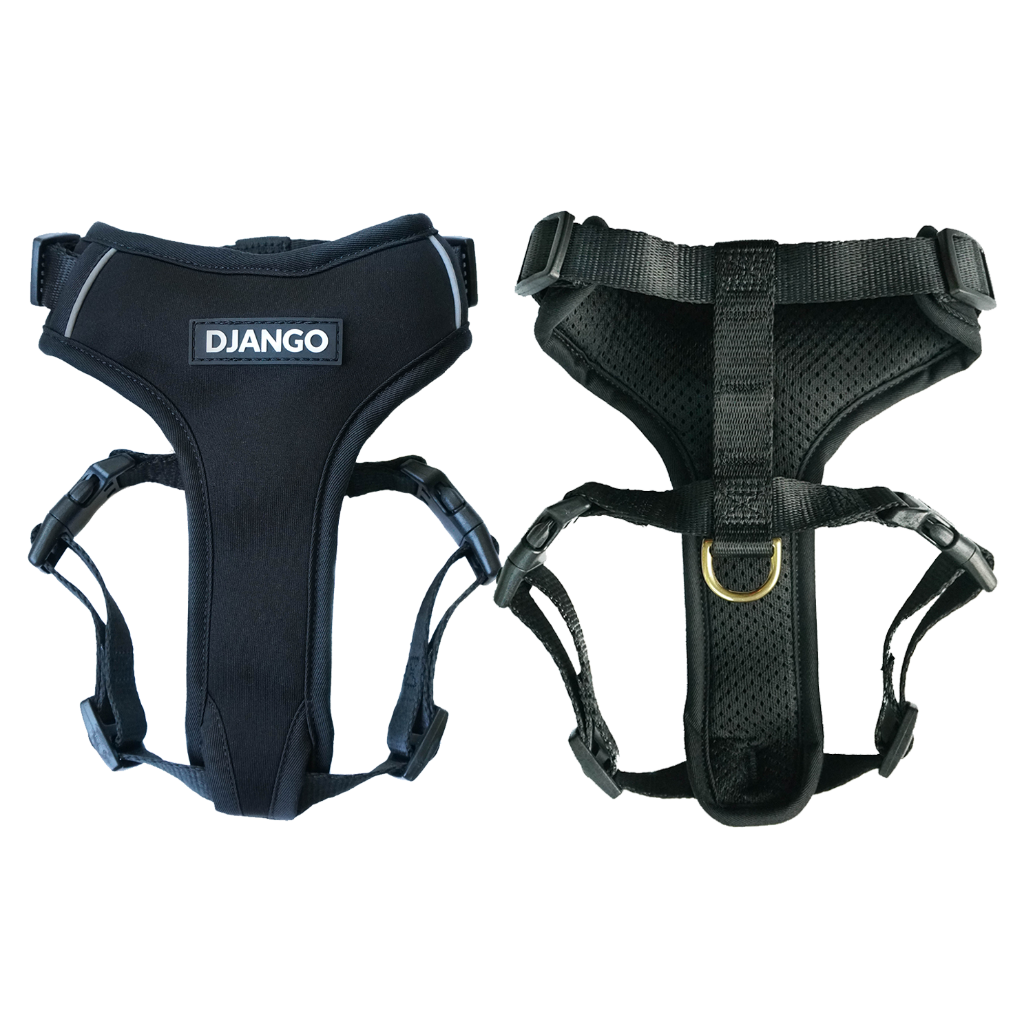 Django Adventure Dog Harness - Comfortable Neoprene Everyday and Weather-Resistent Dog Harness in Black - djangobrand.com