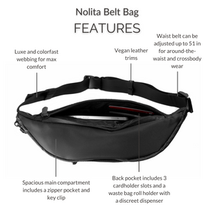 DJANGO Nolita Belt Bag in Black - Modern, sleek, ultra-functional, and dog-friendly nylon fanny pack for everyday outings and adventures - djangobrand.com